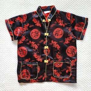 Y2K Qi Pao Dragon Print Shirt